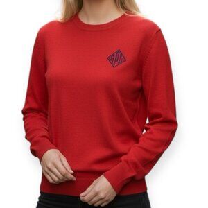 Ralph Lauren Women's Sweater Red Cashmere Size L Long Sleeve Embroiderer